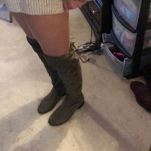 Suede Green thigh high boots
